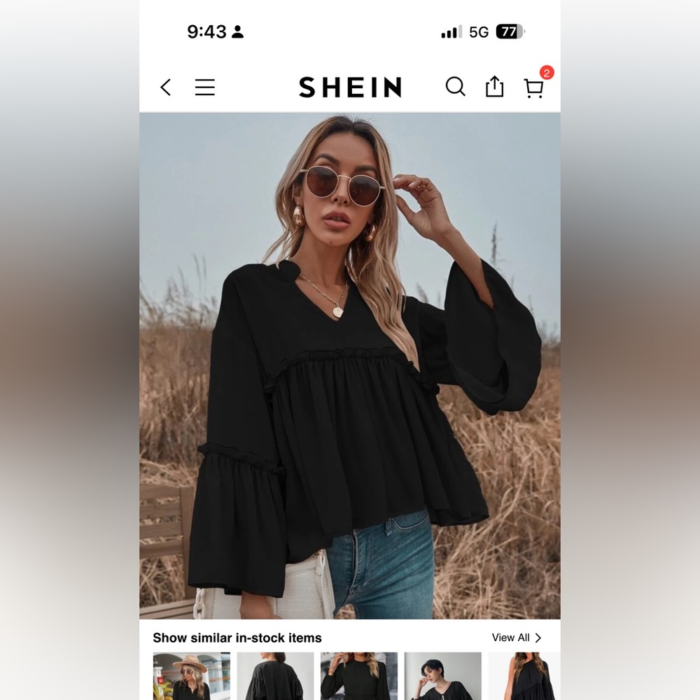 Frill trim flounce sleeve blouse